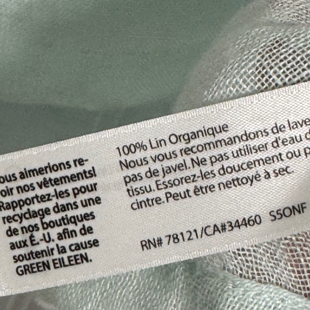 Eileen Fisher Women Medium Top Mint Green 100% Organic Linen Italian Fabric Boxy - Picture 9 of 9